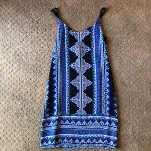 Blue patterned shift dress